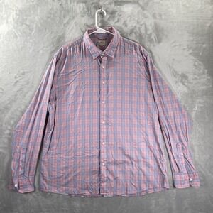 Faherty Shirt men's XXL Button Down Plaid Pink Blue Long Sleeve Stretch Casual